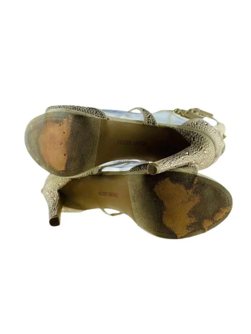 AUDREY BROOKE Gold Rhinestone Strappy Heels 4